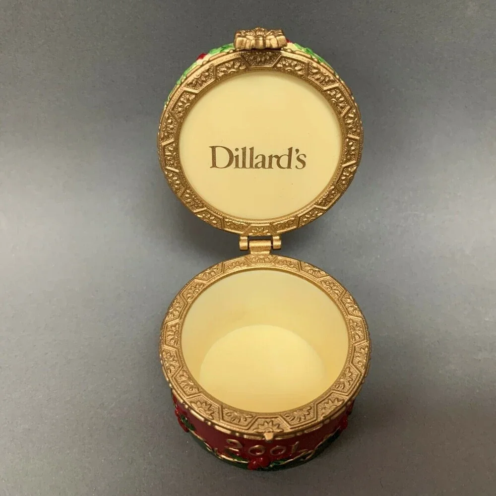 2001 Jewelry‎ Trinket Box Dillard's Gift Christmas 2 1/2 x 1 3/4